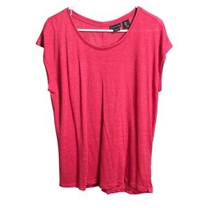 Tahari 100% Linen Button Back Soft Red Top Lightweight Casual Chic Size L